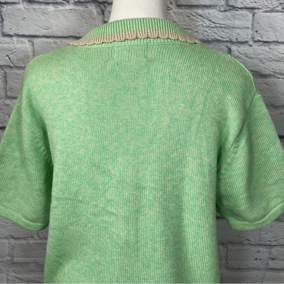 Tabi International Vintage 90s Beach Theme Short Sleeve Button Cardigan Medium - Picture 9 of 11